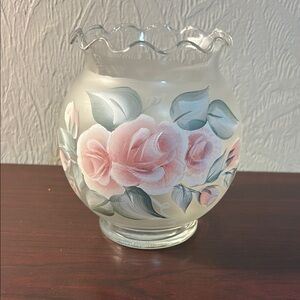 Floral Glass Vase with Pink Roses